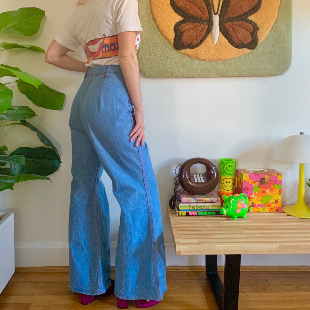 Massive 1970s elephant bell bottom jeans 29/30” - Picture 4 of 6